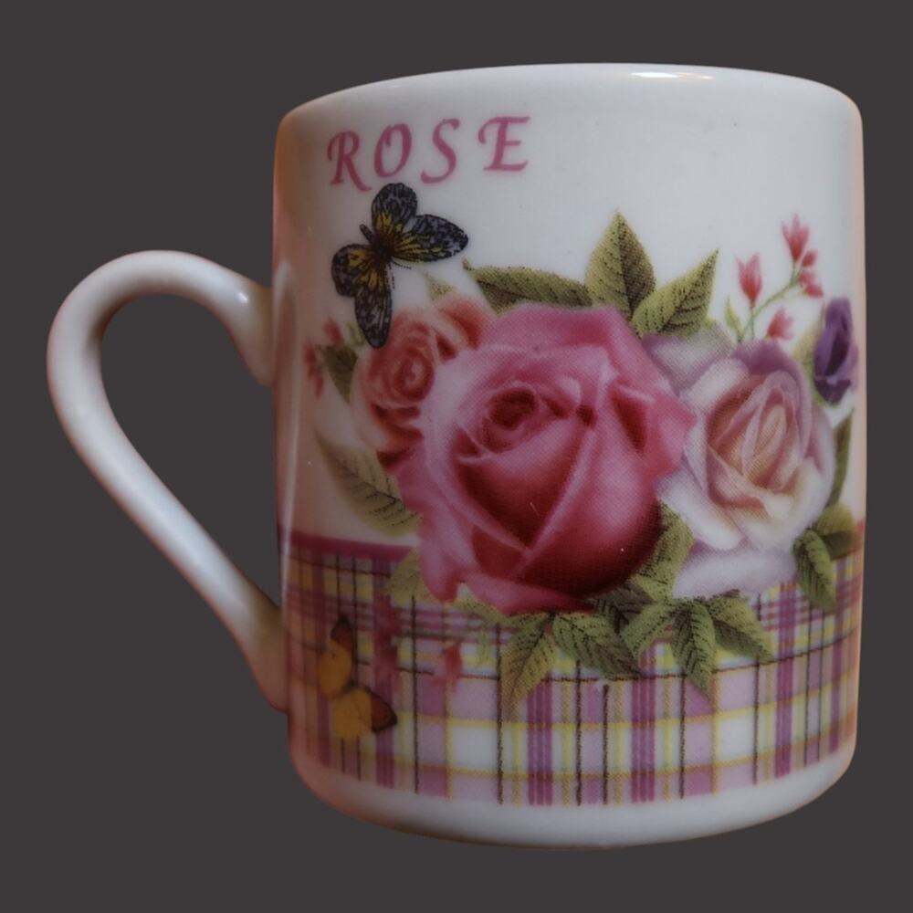 Vintage Rose Floral Espresso Cup Italian‑Style Ceramic Cottagecore Dollhouse EUC - Picture 3 of 9